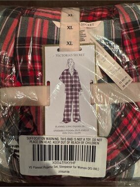 Victoria's Secret Red and Black Plaid Flannel Pajama Set - XL